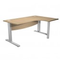 Scrivania ad angolo Compact piano rovere 180x120xH.73 cm gamba a L in metallo + supporto lato destro - linea Flex