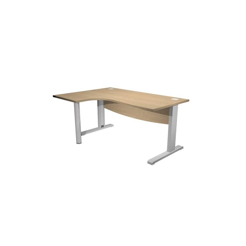 Scrivania ad angolo Compact piano rovere 180x120xH.73 cm gamba a L in metallo + supporto lato sinistro - linea Flex