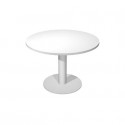 Tavolo riunione rotondo piano bianco Ø80xH.73 cm gamba sezione rotonda in metallo alluminio linea Flex PR80-B50/3
