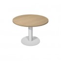 Tavolo riunione rotondo piano rovere Ø80xH.73 cm gamba sezione rotonda in metallo alluminio linea Flex PR80-B50/C