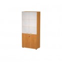 Armadio alto noce con 2 ante basse + 2 ante medie in vetro 90x45,8x200 cm linea componibili 2898 - AR/ST+AB+AVM/4