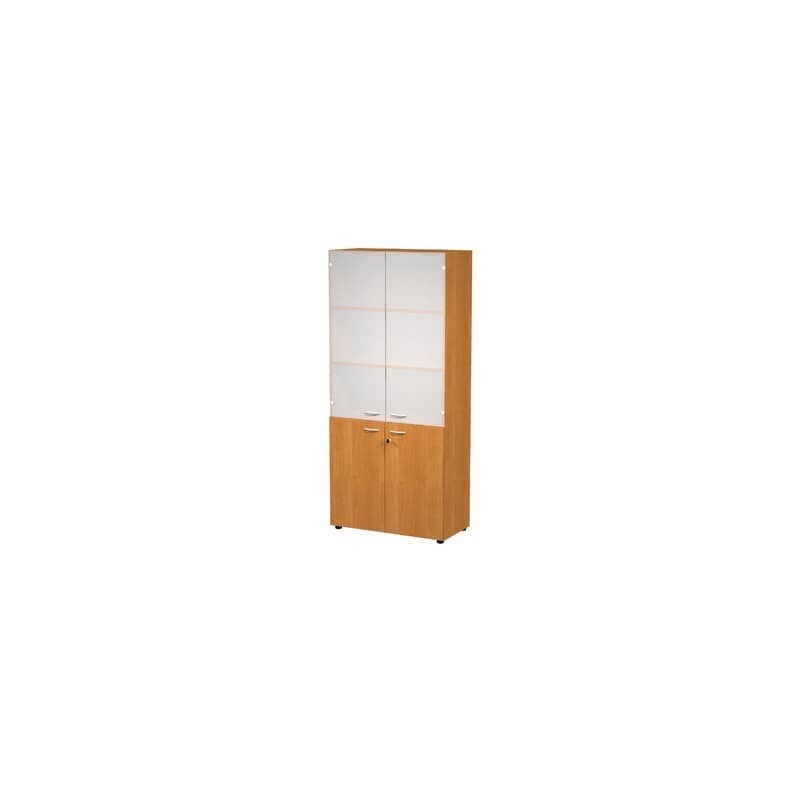 Armadio alto noce con 2 ante basse + 2 ante medie in vetro 90x45,8x200 cm linea componibili 2898 - AR/ST+AB+AVM/4