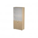 Armadio alto rovere con 2 ante basse + 2 ante medie in vetro 90x45,8x200 cm linea componibili 2898 - AR/ST+AB+AVM/C