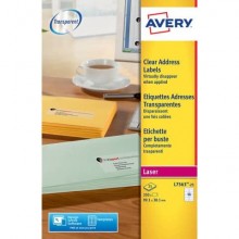 Etichette poliestere trasparenti lucide AVERY QuickPEEL™ 99,1x38,1 mm - 14 et/foglio - laser conf. 25 ff L7563-25