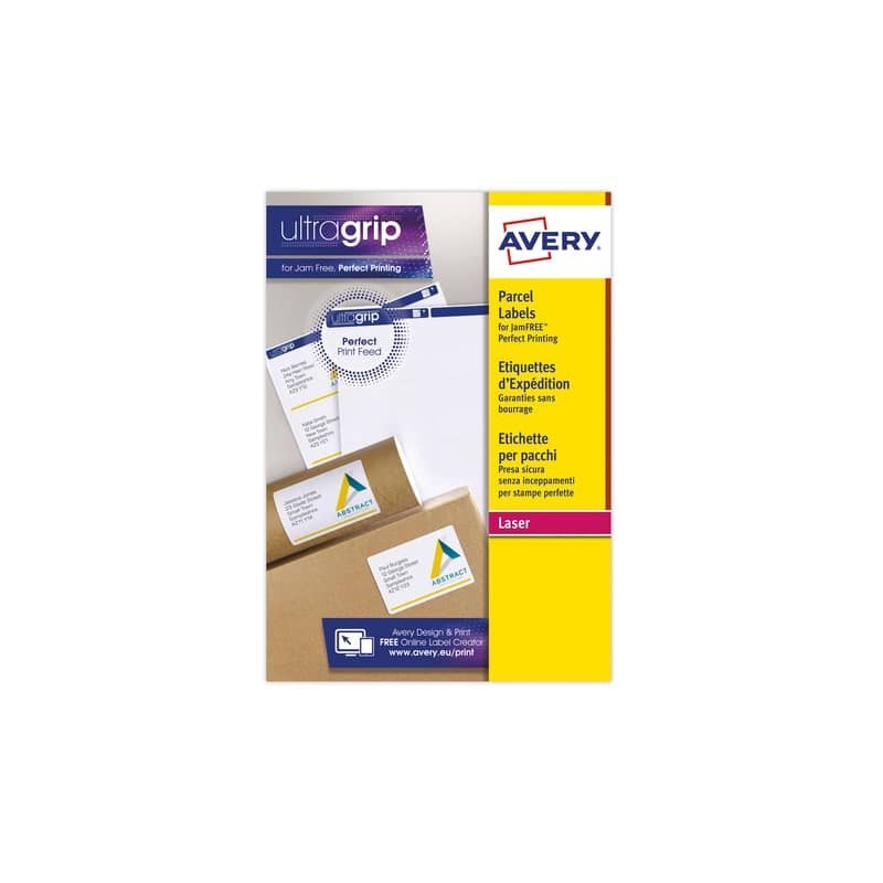 Etichette bianche per indirizzi AVERY Ultragrip™ 199,6x289,1 mm - 1 et/foglio stampanti laser cf. 100 fogli L7167-100