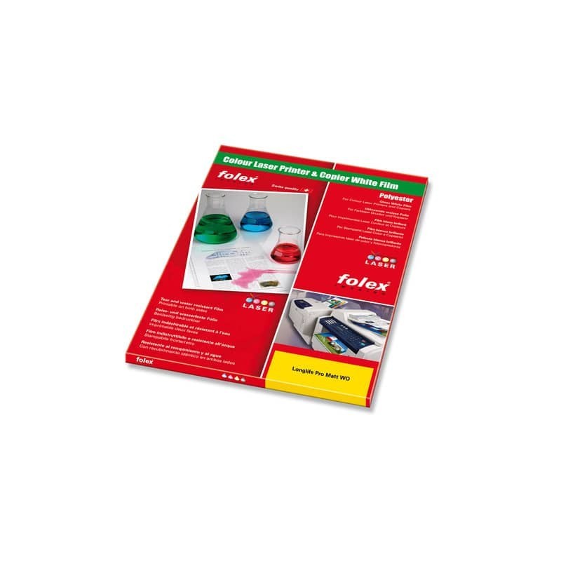 Film antistrappo Folex Longlife Pro Matt WO poliestere bianco opaco 0,115 mm A4 Conf. 100 pezzi - 29738.115.44000