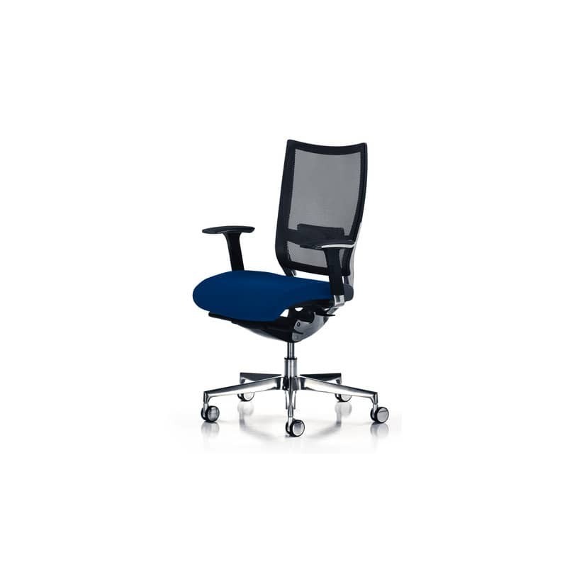 Sedia semidirezionale girevole Unisit Concept COT - schienale in rete - rivestimento fili luce blu - COT/F11