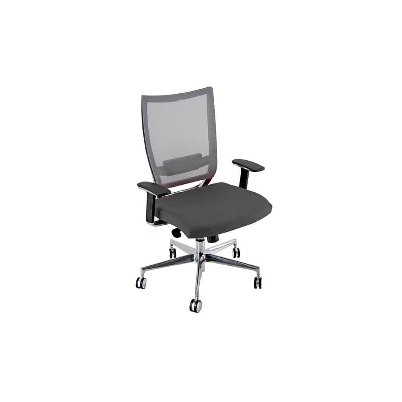 Sedia semidirezionale girevole Unisit Concept COT - schienale in rete - rivestimento pelle grigio - COT/PT