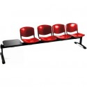 Panca 4 posti attesa Unisit Dado D54PT con tavolino - rivestimento ignifugo rosso - D54PT/IR
