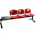 Panca 3 posti attesa Unisit Dado D5P3PT con tavolino - PPL rosso D5P3PT/RO