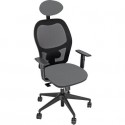 Sedia operativa girevole Unisit Hubble HUHUPG con poggiatesta - rivestimento pelle grigio con braccioli HUHUPG/BR/PT