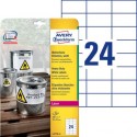Etichette permanenti poliestere bianche Avery 70x37 mm - 24 et/foglio - stampanti laser - cf. 20 fogli L4718-20