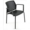 Sedia visitatore a 4 gambe Unisit Login LGSPBR - schienale in rete - PPL nero con braccioli conf. 2 pezzi LGSPBR/2/NE