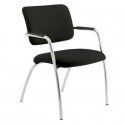 Sedia visitatore a 4 gambe Unisit Lithium LT4G struttura cromata - rivest. pelle nero - LT4G/PN
