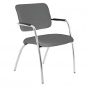 Sedia visitatore a 4 gambe Unisit Lithium LT4G struttura cromata - rivest. pelle grigio - LT4G/PT