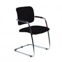 Sedia visitatore con slitta Unisit Lithium LTLT struttura cromata - rivest. ignifugo nero - impilabile LTLT/IN