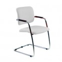 Sedia visitatore con slitta Unisit Lithium LTLT struttura cromata - rivest. pelle bianco - impilabile LTLT/PQ
