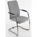 Sedia visitatore con slitta Unisit Lithium LTLTA schienale alto - rivest. pelle grigio - LTLTA/PT