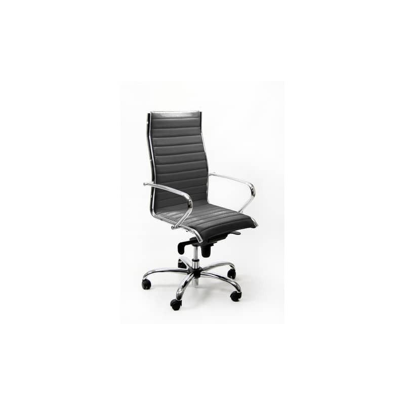 Poltrona direzionale girevole Unisit Pollux New PNP schienale alto - rivest. fili luce grigio con braccioli PNP/F14