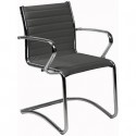 Sedia visitatore direzionale su slitta Unisit Pollux New PNV - rivestimento pelle bianco - PNV/PT
