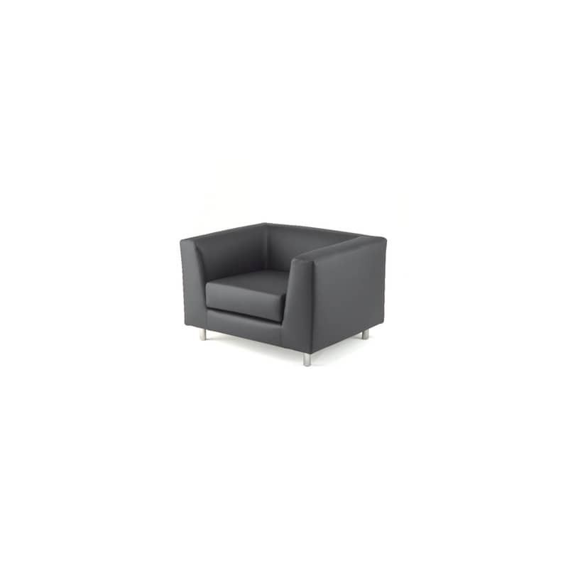 Divano attesa a 1 posto Unisit Quad QD1 schienale fisso - rivestimento tessuto fili di luce grigio scuro - QD1/F14