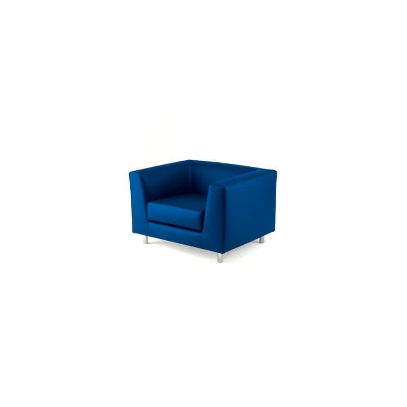 Divano attesa a 1 posto Unisit Quad QD1 schienale fisso - rivestimento tessuto ignifugo blu - QD1/IB