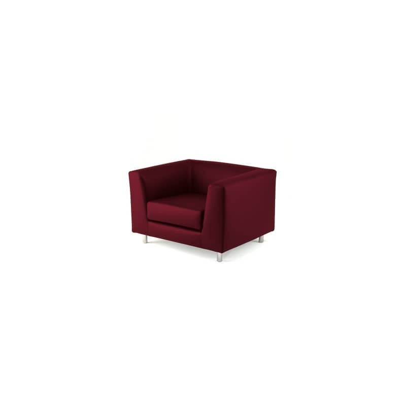 Divano attesa a 1 posto Unisit Quad QD1 schienale fisso - rivestimento tessuto ignifugo bordeaux - QD1/ID