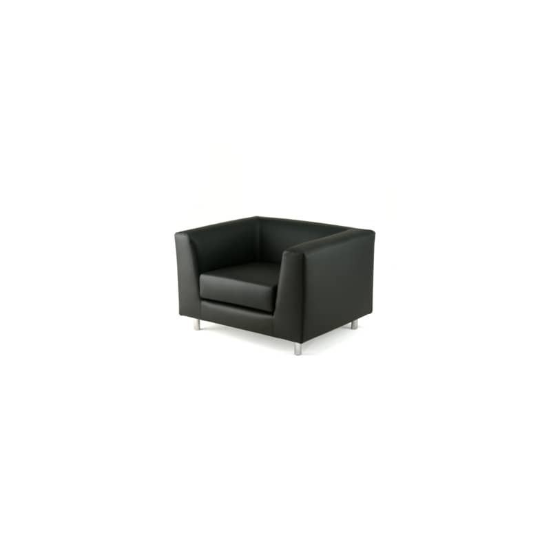 Divano attesa a 1 posto Unisit Quad QD1 schienale fisso - rivestimento tessuto ignifugo nero - QD1/IN