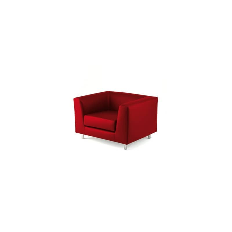Divano attesa a 1 posto Unisit Quad QD1 schienale fisso - rivestimento tessuto ignifugo rosso - QD1/IR