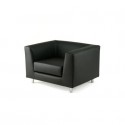 Divano attesa a 1 posto Unisit Quad QD1 schienale fisso - rivestimento in vera pelle nero - QD1/PN