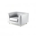 Divano attesa a 1 posto Unisit Quad QD1 schienale fisso - rivestimento in vera pelle bianco - QD1/PQ