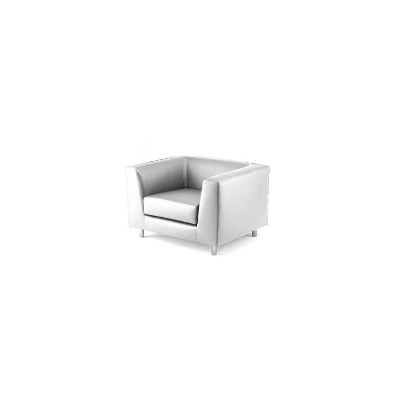 Divano attesa a 1 posto Unisit Quad QD1 schienale fisso - rivestimento in vera pelle bianco - QD1/PQ
