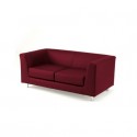 Divano attesa a 2 posti Unisit Quad QD2 schienale fisso - rivestimento tessuto ignifugo bordeaux - QD2/ID
