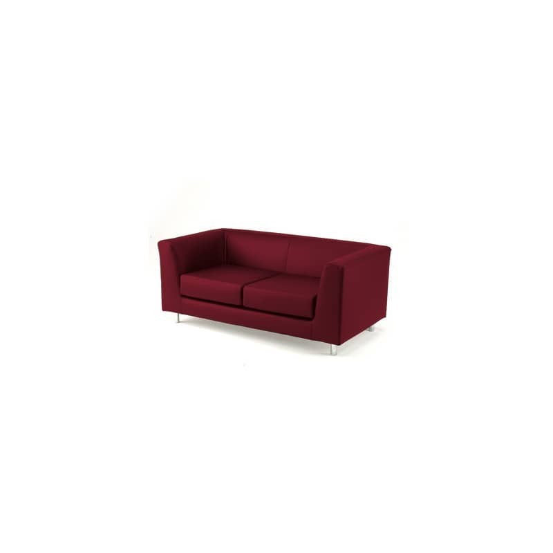 Divano attesa a 2 posti Unisit Quad QD2 schienale fisso - rivestimento tessuto ignifugo bordeaux - QD2/ID