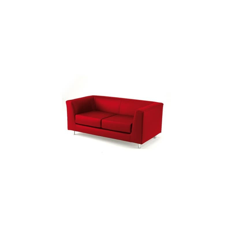 Divano attesa a 2 posti Unisit Quad QD2 schienale fisso - rivestimento tessuto ignifugo rosso - QD2/IR