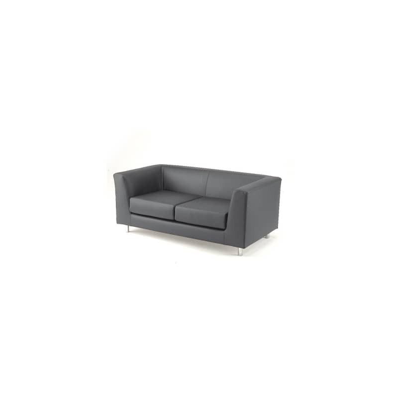 Divano attesa a 2 posti Unisit Quad QD2 schienale fisso - rivestimento tessuto ignifugo grigio scuroQD2/IT