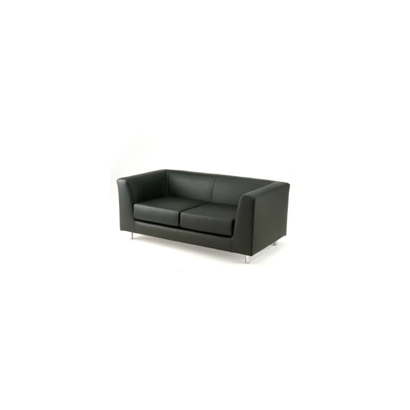 Divano attesa a 2 posti Unisit Quad QD2 schienale fisso - rivestimento in vera pelle nero - QD2/PN