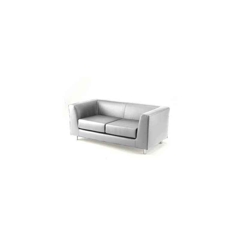 Divano attesa a 2 posti Unisit Quad QD2 schienale fisso - rivestimento in vera pelle bianco - QD2/PQ