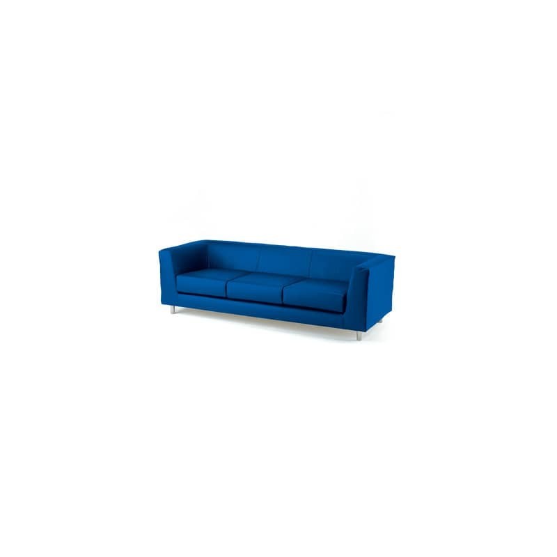 Divano attesa a 3 posti Unisit Quad QD3 schienale fisso - rivestimento tessuto ignifugo blu - QD3/IB