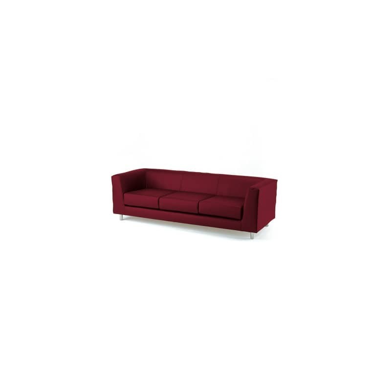 Divano attesa a 3 posti Unisit Quad QD3 schienale fisso - rivestimento tessuto ignifugo bordeaux - QD3/ID