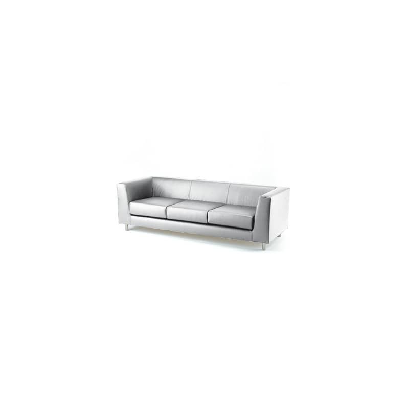 Divano attesa a 3 posti Unisit Quad QD3 schienale fisso - rivestimento tessuto ecopelle bianco - QD3/KQ