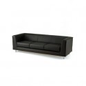 Divano attesa a 3 posti Unisit Quad QD3 schienale fisso - rivestimento in vera pelle nero - QD3/PN