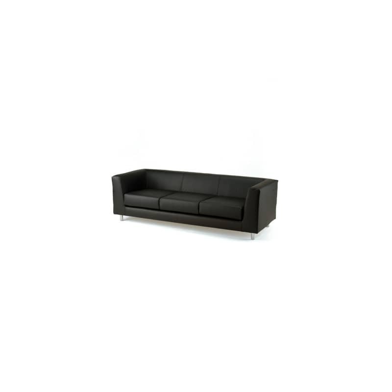 Divano attesa a 3 posti Unisit Quad QD3 schienale fisso - rivestimento in vera pelle nero - QD3/PN