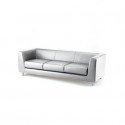 Divano attesa a 3 posti Unisit Quad QD3 schienale fisso - rivestimento in vera pelle bianco - QD3/PQ