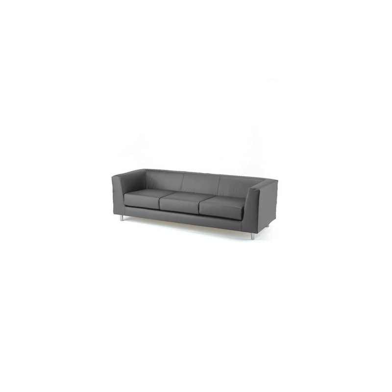 Divano attesa a 3 posti Unisit Quad QD3 schienale fisso - rivestimento in vera pelle grigio - QD3/PT