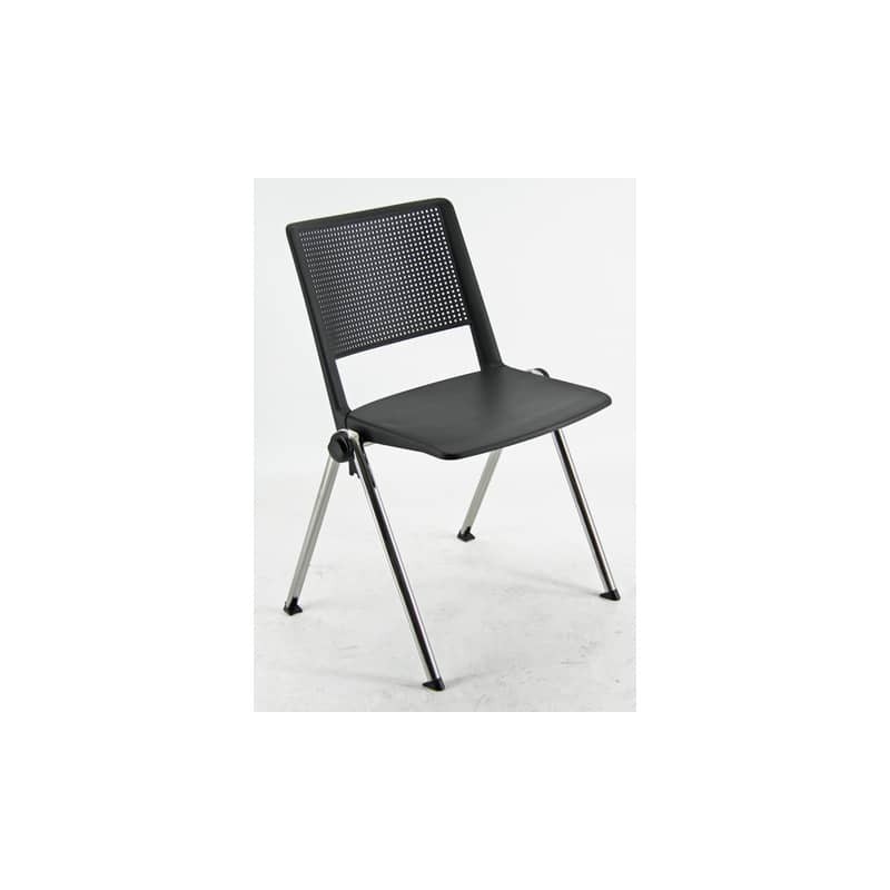 Sedia visitatore a 4 gambe Unisit Revolution RECP - schienale rigido rete PPL nero - conf. 2 pezzi  - RECP/2/NE