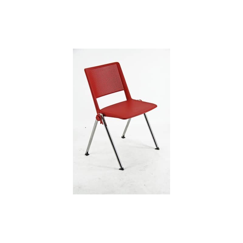 Sedia visitatore a 4 gambe Unisit Revolution RECP - schienale rigido rete PPL rosso - conf. 2 pezzi - RECP/2/RO