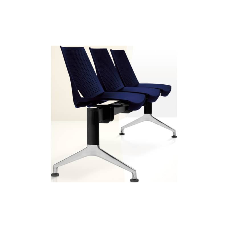 Panca 3 posti attesa Unisit Strike SK3PT con tavolino - schienale fisso - PPL blu - SK3PT/BL