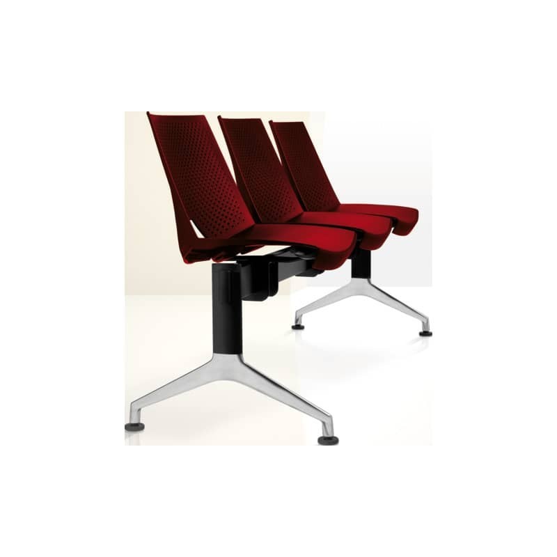 Panca 3 posti attesa Unisit Strike SK3PT con tavolino - schienale fisso - PPL rosso - SK3PT/RO