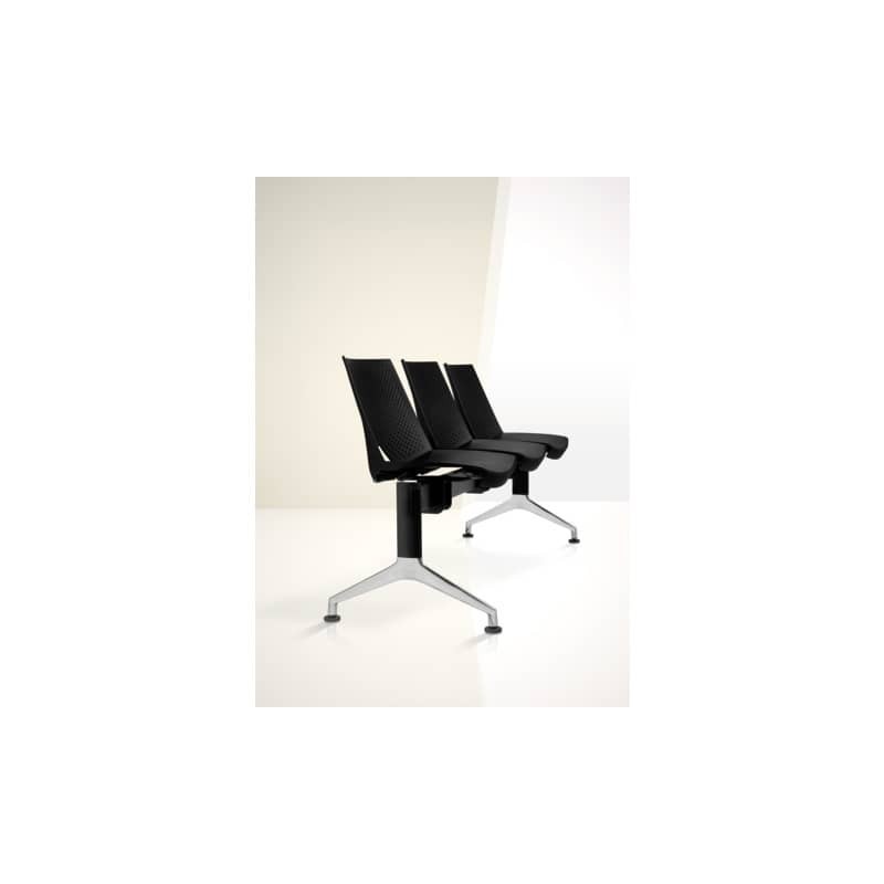 Panca 4 posti attesa Unisit Strike SK4PT con tavolino - schienale fisso - PPL blu - SK4PT/BL